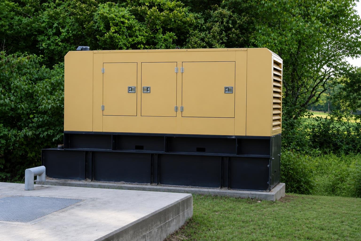 Sound-attenuated 200 kW diesel generator set used for emergency standby service.